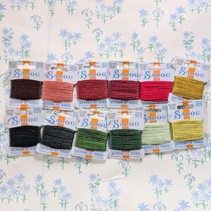 Maison Sajou Retors du Nord 100% Cotton Embroidery Floss NEW Set of 12 Green Red